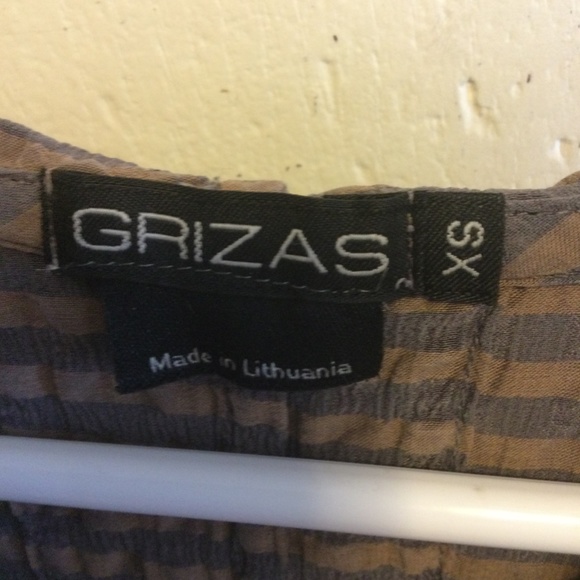 Grizas silk and cotton crinkle fabric tan and gray tunic fits medium or small - Picture 6 of 7